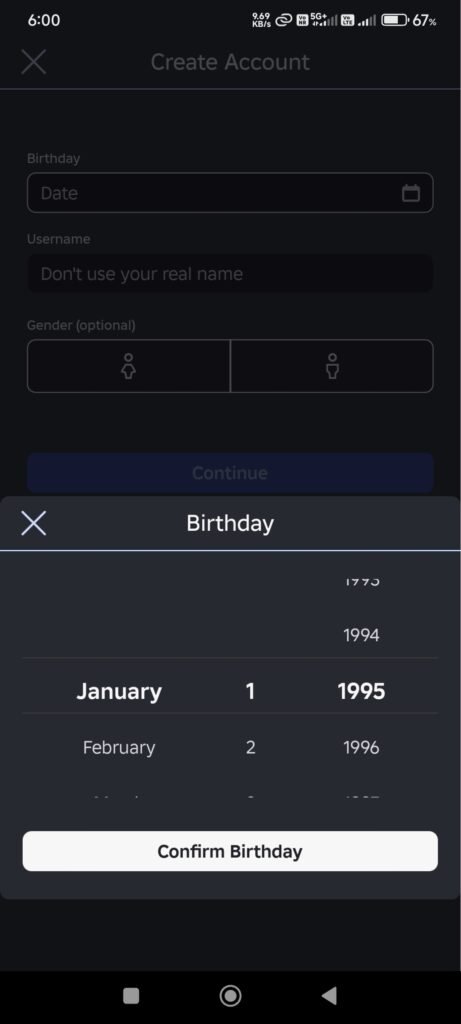 Roblox Signup Step 1